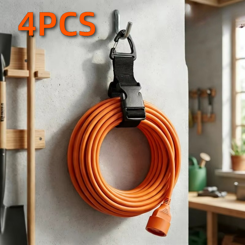 Heavy Equipment Bucket - 4-Pack Adjustable Garden Hose Ties, Heavy-Duty